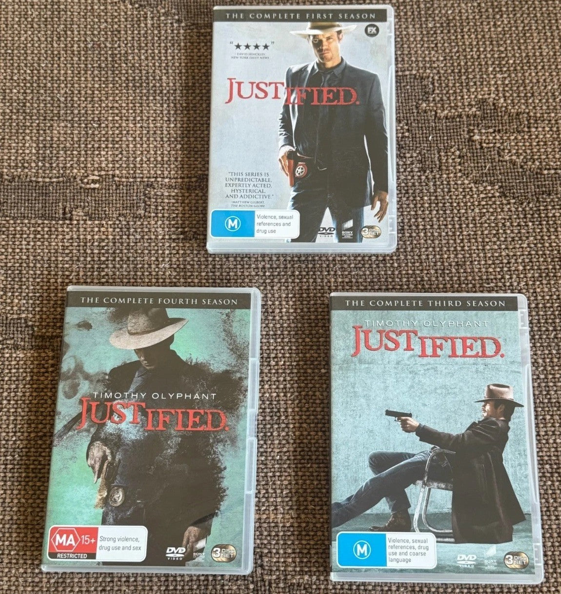 Justified DVD Bundle Seasons 1, 3 & 4 | Timothy Olyphant Crime Drama FX