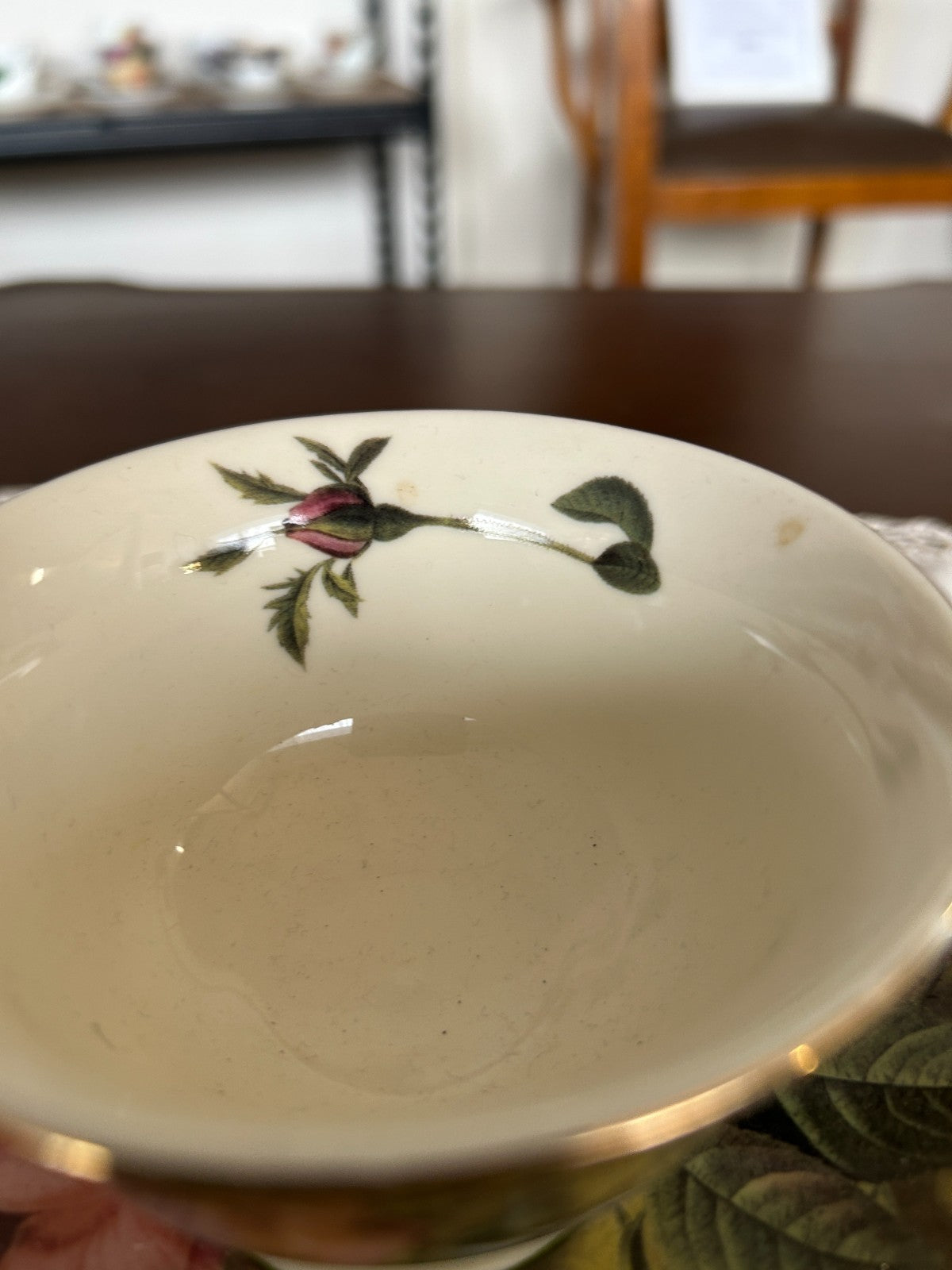 Vintage Floral Rose Teacup & Saucer Gold Trim Bone China