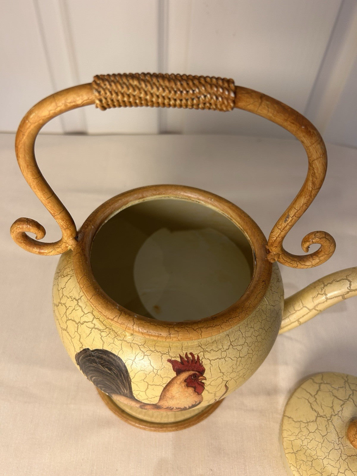 Rustic Rooster Decorative Teapot Jug – Crackle Finish Country Farmhouse 26cm