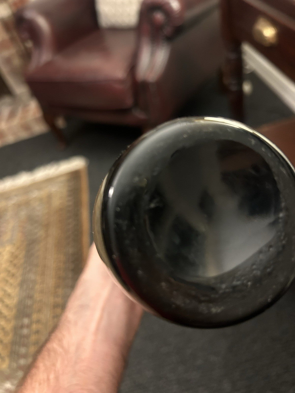 Vintage Ruby Red Art Glass Decanter Bottle w Stopper & Handle Murano Style 36cm 