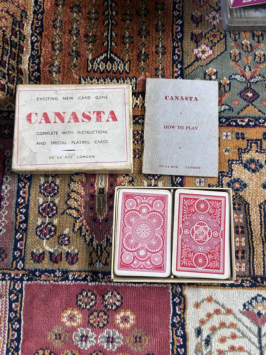 Vintage De La Rue Canasta Card Game w/ 2 Decks & Instructions c1950s London