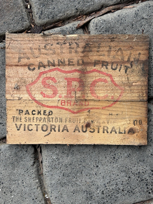 Vintage SPC Shepparton Fruit Wooden Crate End – Australian Canned Fruit 1940s