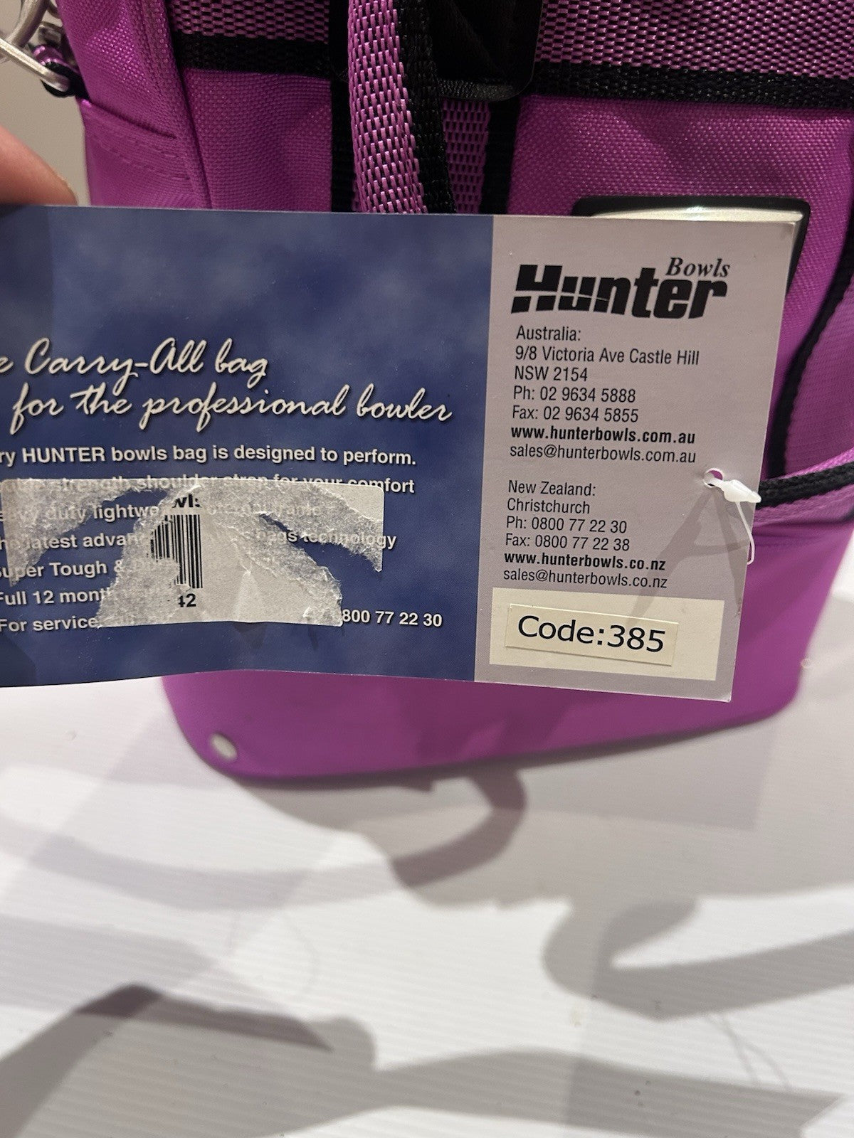 Hunter Bowls Carry-All Bag Pink Code 385 Lawn Bowls Tote BNWT Australia NZ