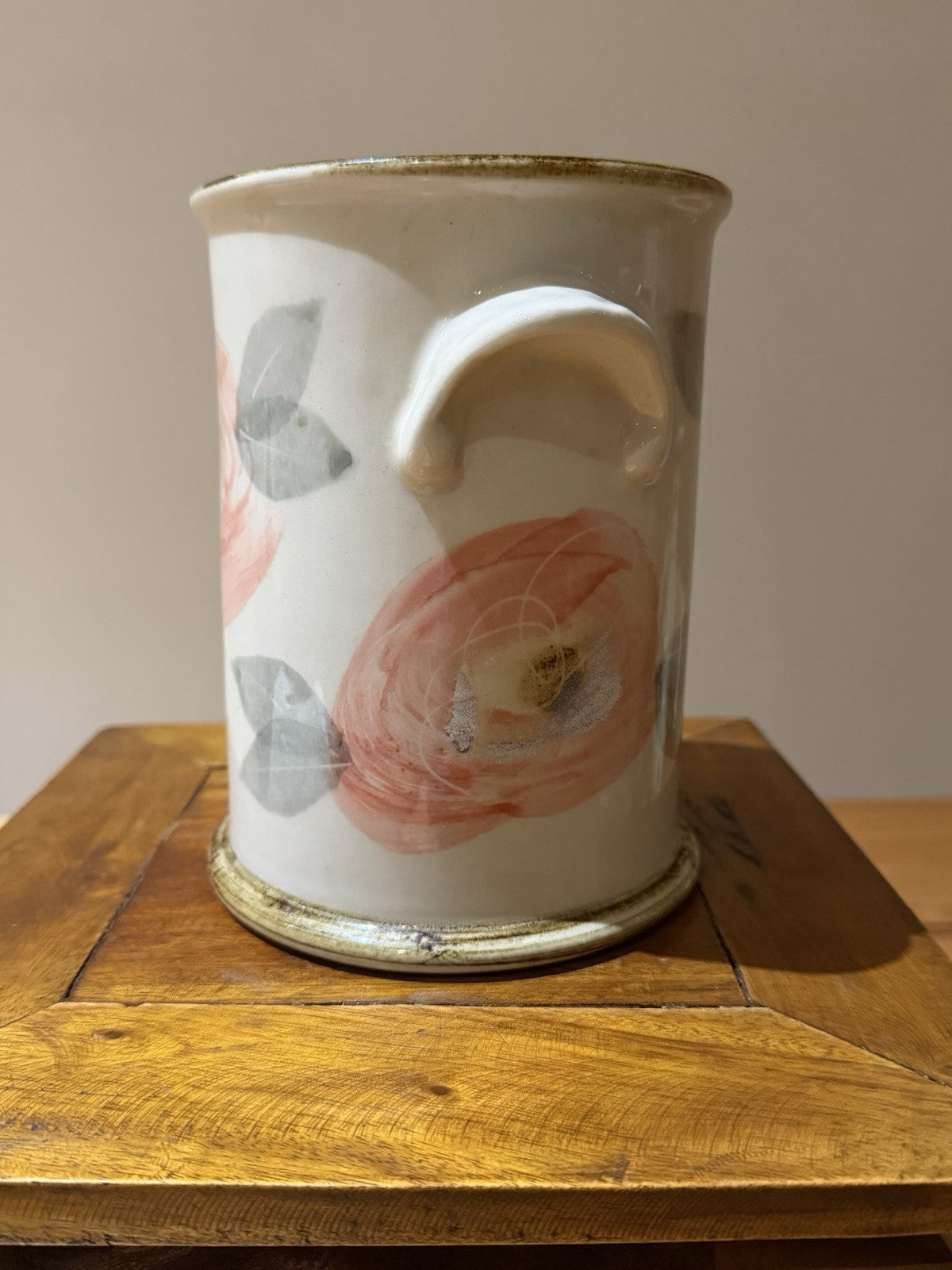 Robert Gordon Australia Hand Painted Pink Rose Vase 18cm Art Pottery Vintage