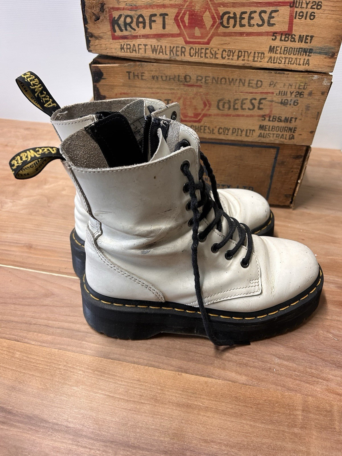 Dr Martens Jadon White Leather Platform Boots UK5 EU38 Docs 7USL DM080