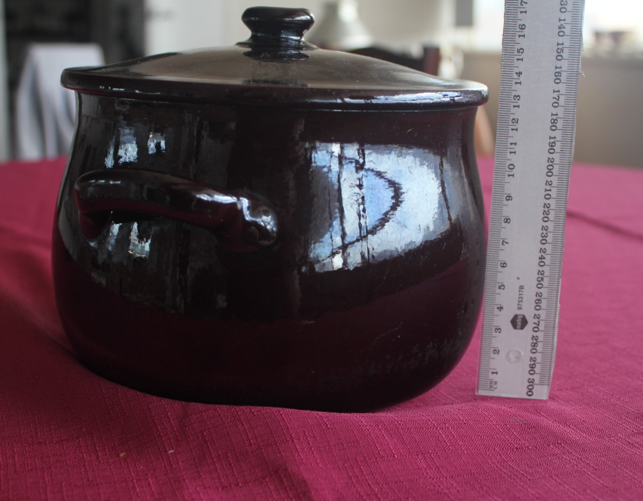 Vintage Brown Stoneware Lidded Casserole Pot with Handles – Rustic Kitchenware
