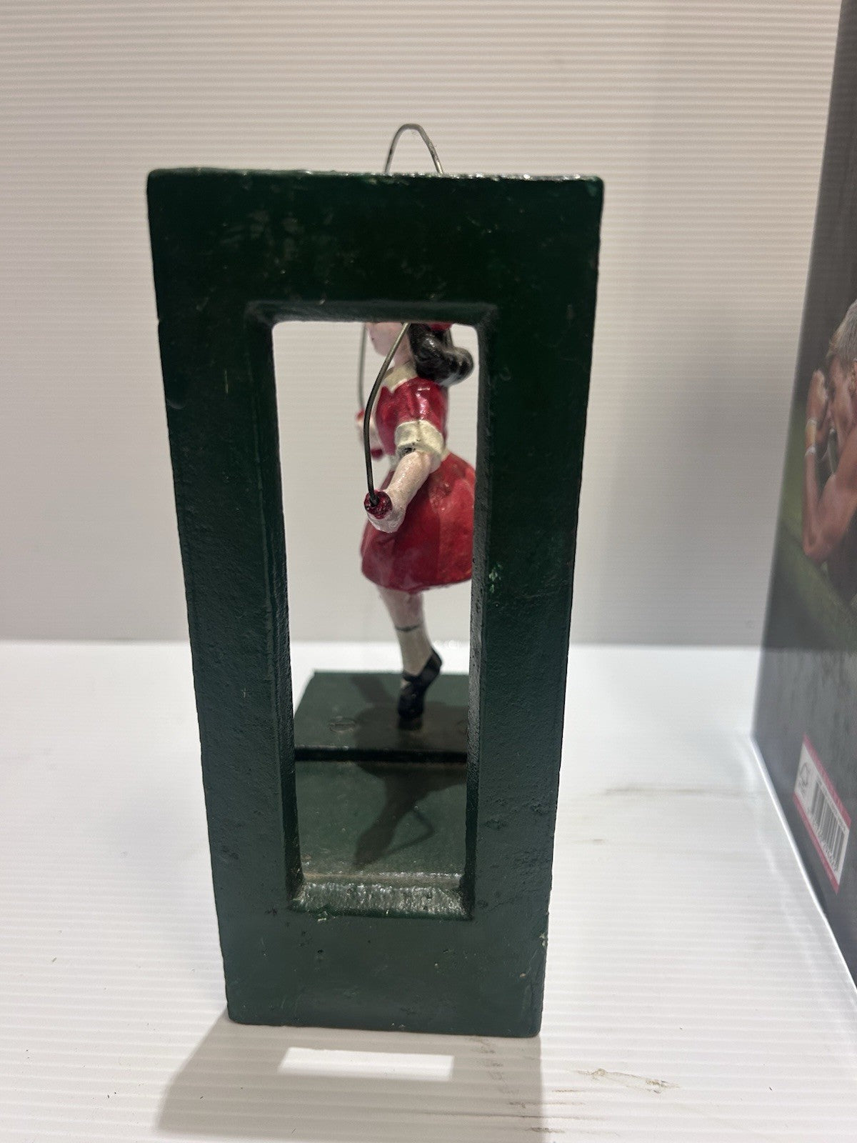 Vintage Styled Cast Iron Vinegar Skipping Girl Bookends with Wooden draws