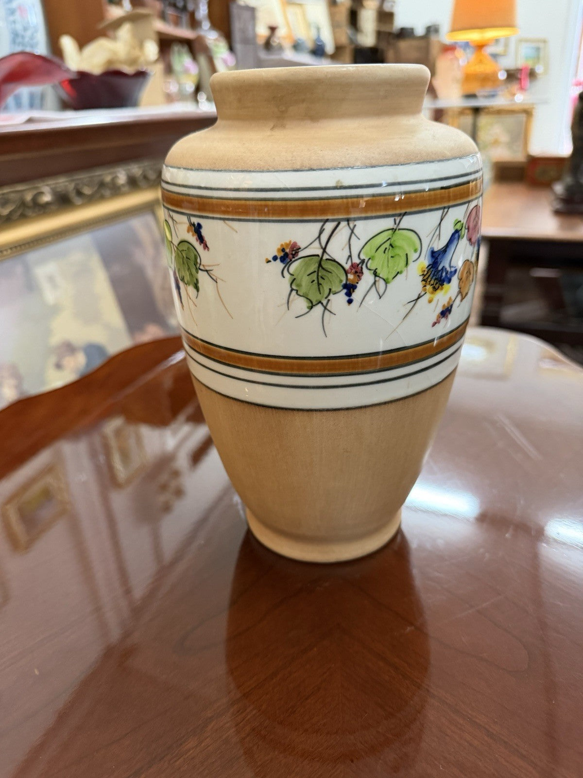 Peralba Valencia Spain Hand Painted Pottery Vase 22cm Floral Vintage Ceramic