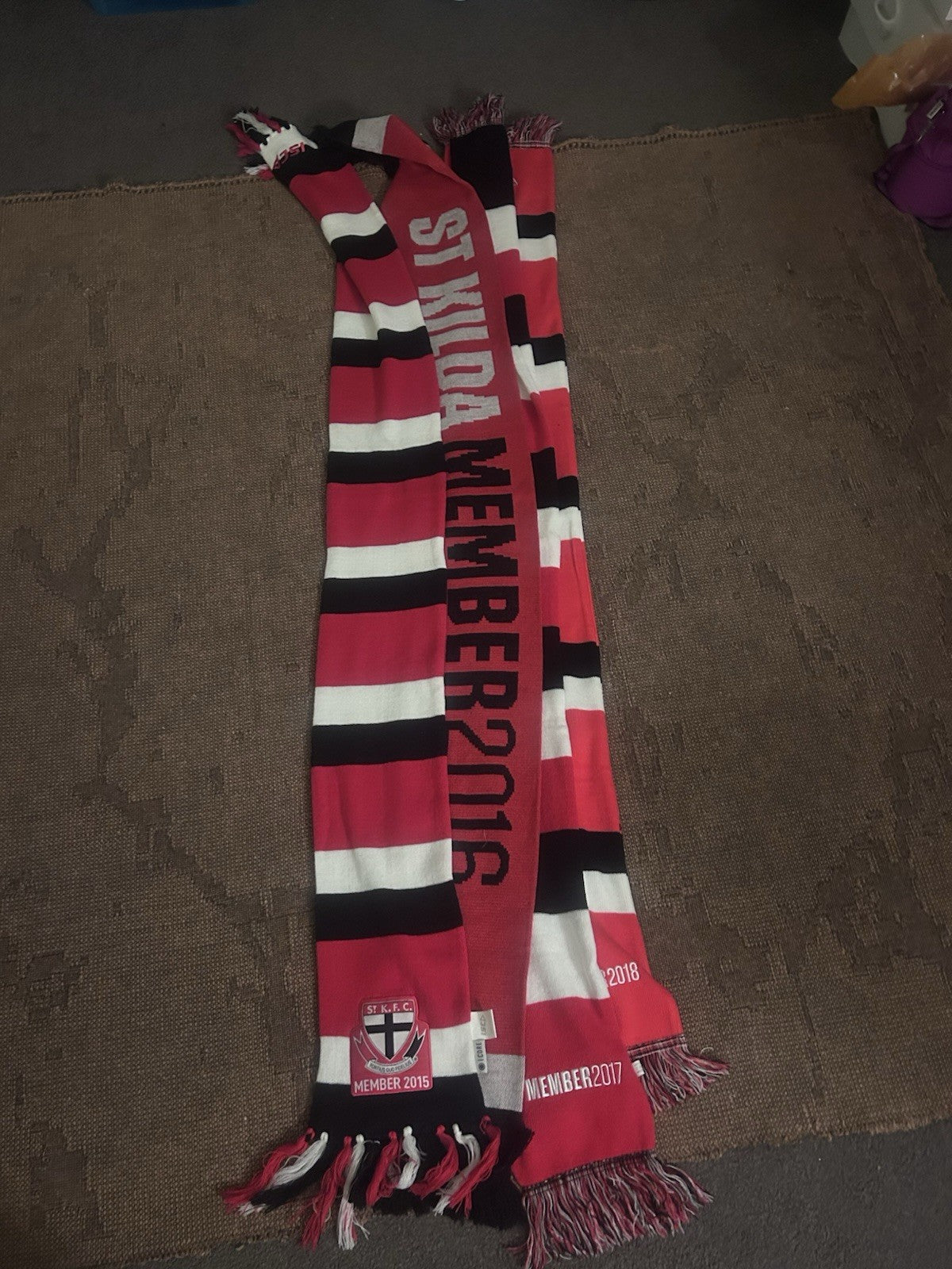 St Kilda Saints AFL Football 2015, 2016, 2017 And 2018 Member Supporters Scarf