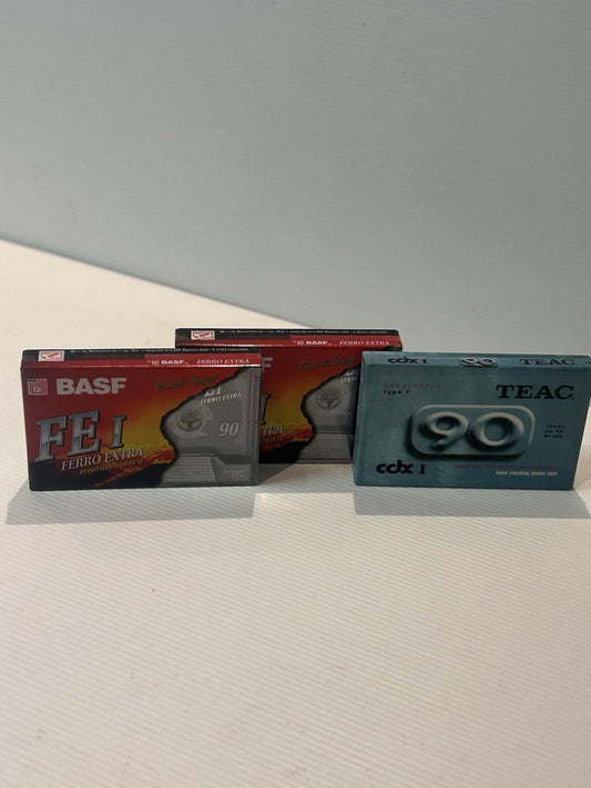 Lot Of 3 Vintage Blank Cassette Tapes BASF FE I Ferro Extra & TEAC CDX I 90 Min