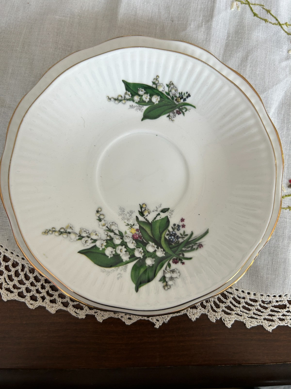 Royal Minster Lily of the Valley Fine Bone china Tea cup Trio