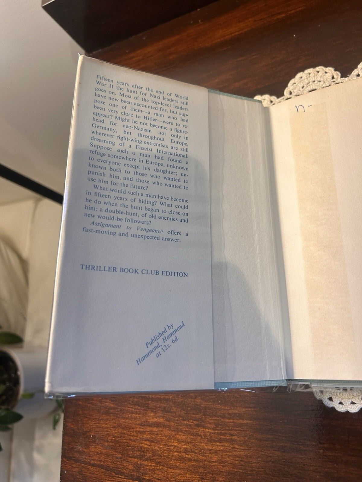 Assignment to Vengeance Brian Cleeve 1962 Thriller Book Club HC DJ Spy Thriller