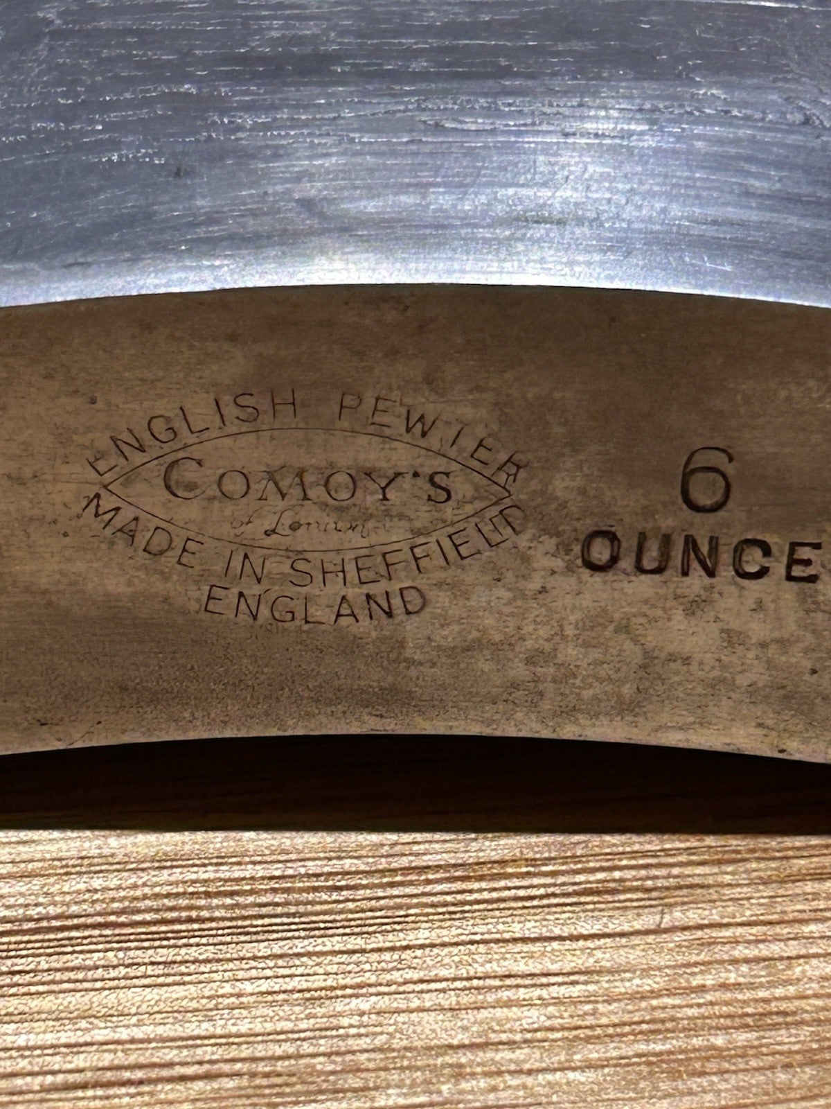  Comoy’s English Pewter 6oz Hip Flask Fishing Scene Sheffield England