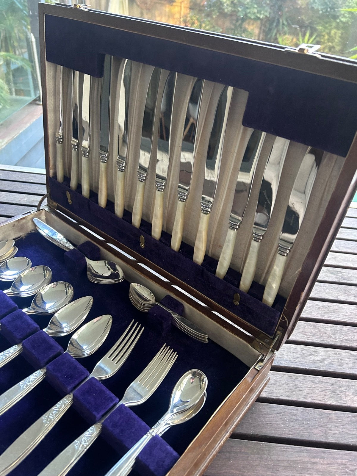 Grosvenor Ballerina Cutlery Set 50 Piece Boxed Faux MOP Handles Vintage EPNS