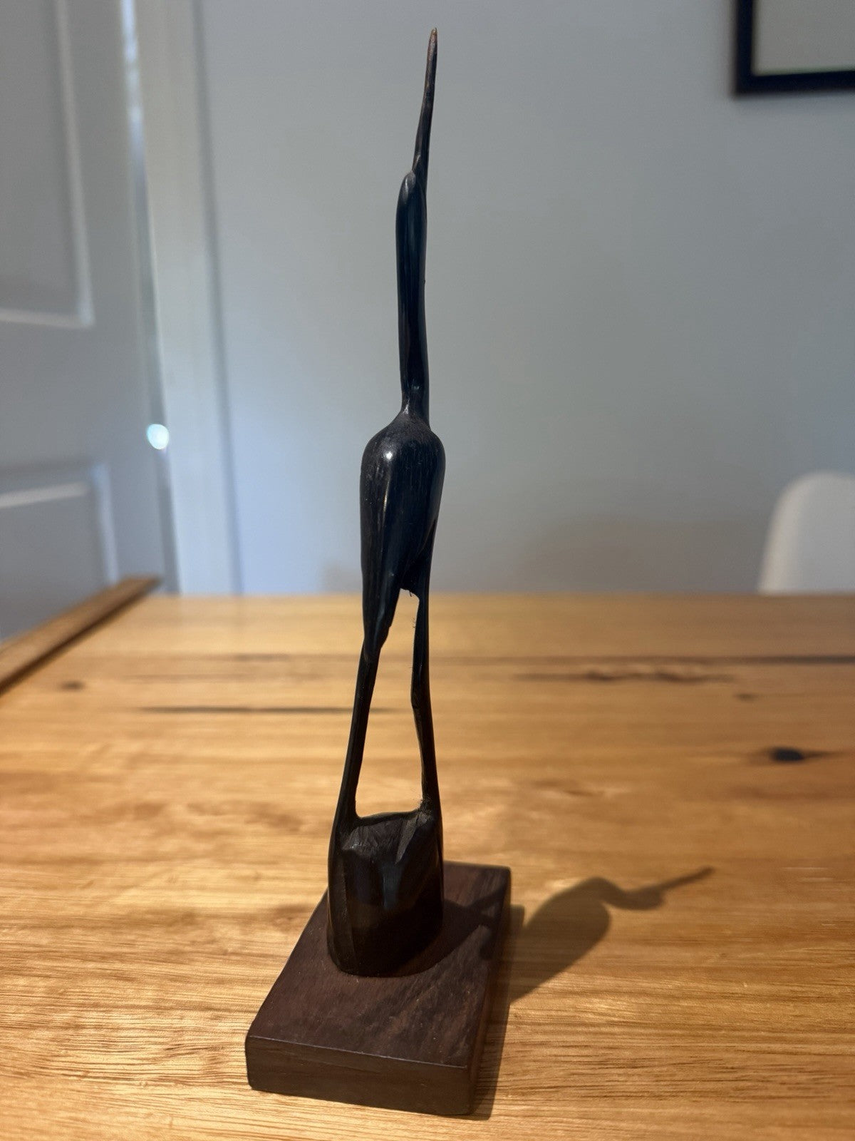Vintage Hand Carved Wooden Heron Crane Bird Sculpture MCM Folk Art 20cm