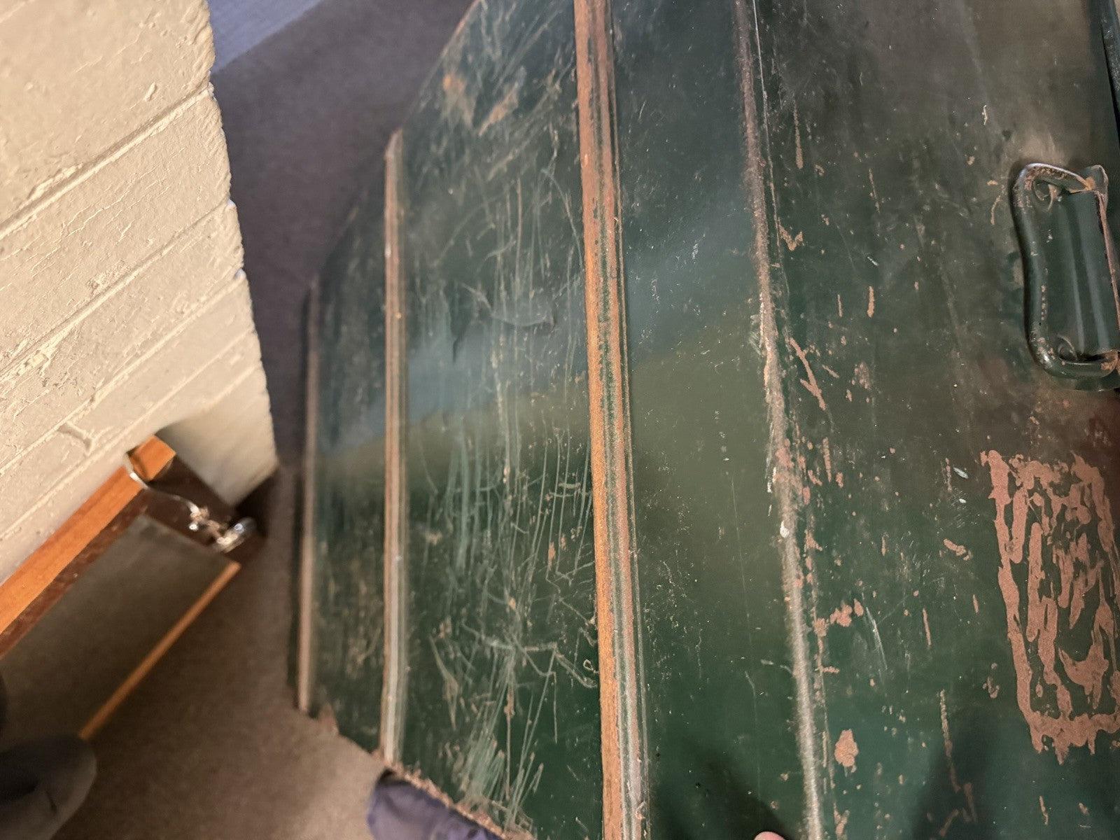 Vintage Military Style Green Steel Trunk Storage Chest Industrial Tool Box 87cm