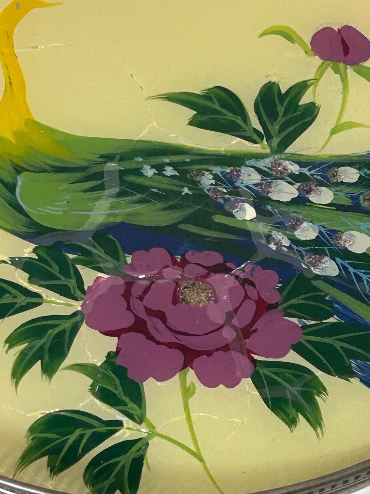 Vintage 1950s Hand-Painted Peacock Tray & 6 Coasters – Made in Japan