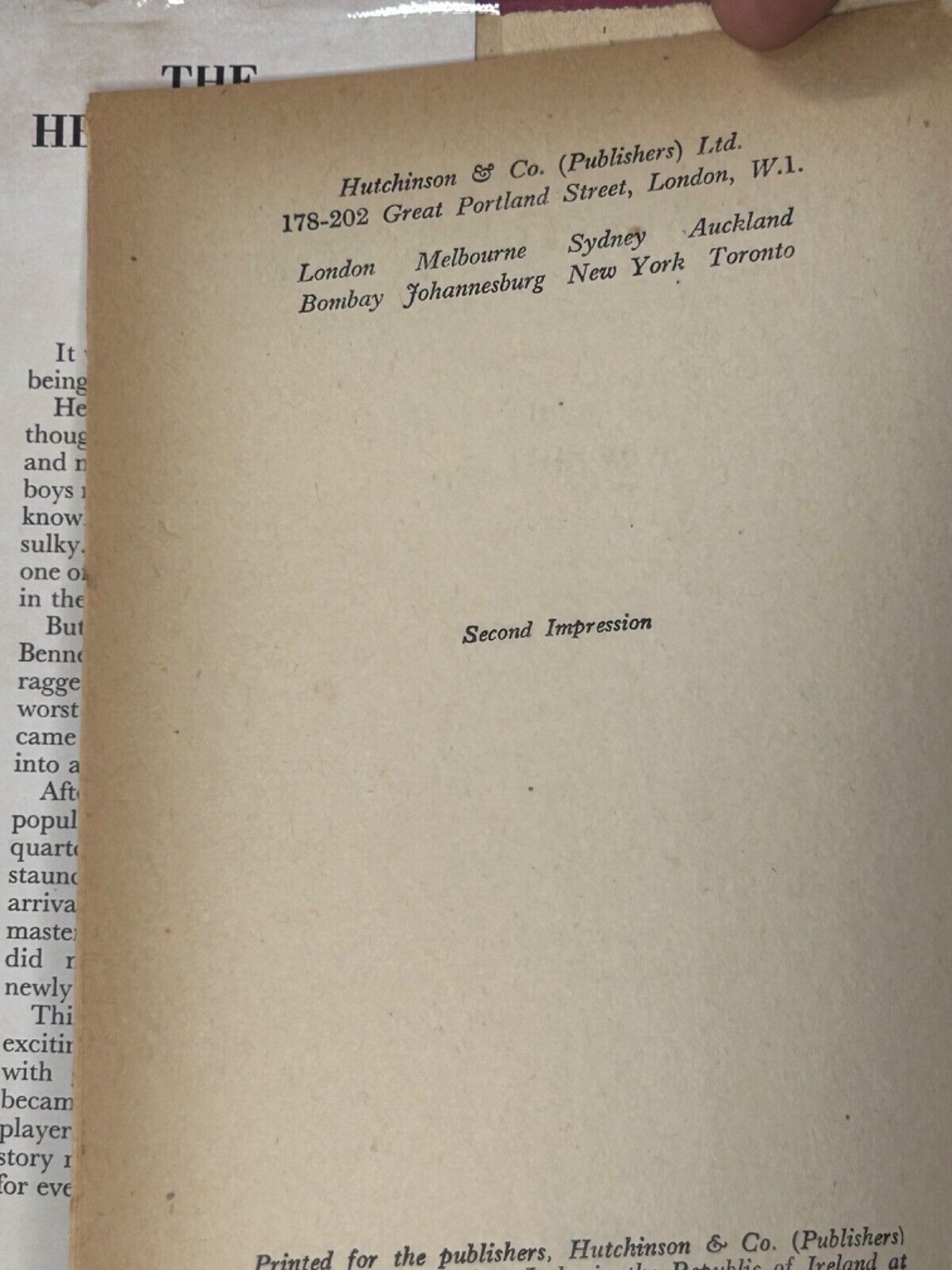 THE HEADMASTER'S SON TOM HOLLAND * HBDJ PUBLISH UK 1950'S * SCHOOLBOY  STORY *