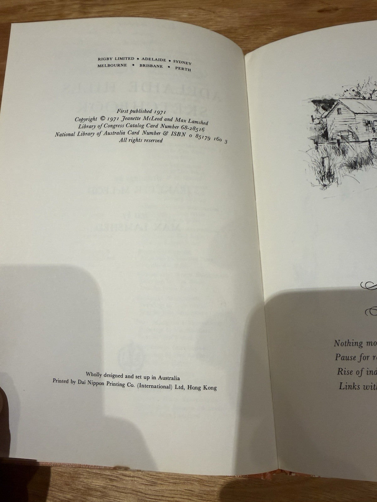 Adelaide Hills Sketchbook Max Lamshed Jeanette McLeod 1971 1st Ed Rigby HC DJ