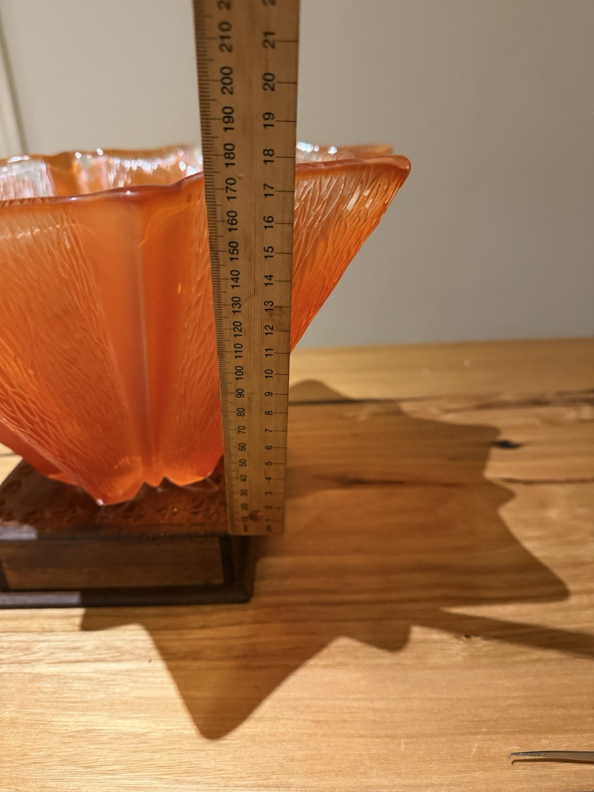 Vintage Walther Glas Star Bowl Orange Bark Glass Germany MCM 34cm