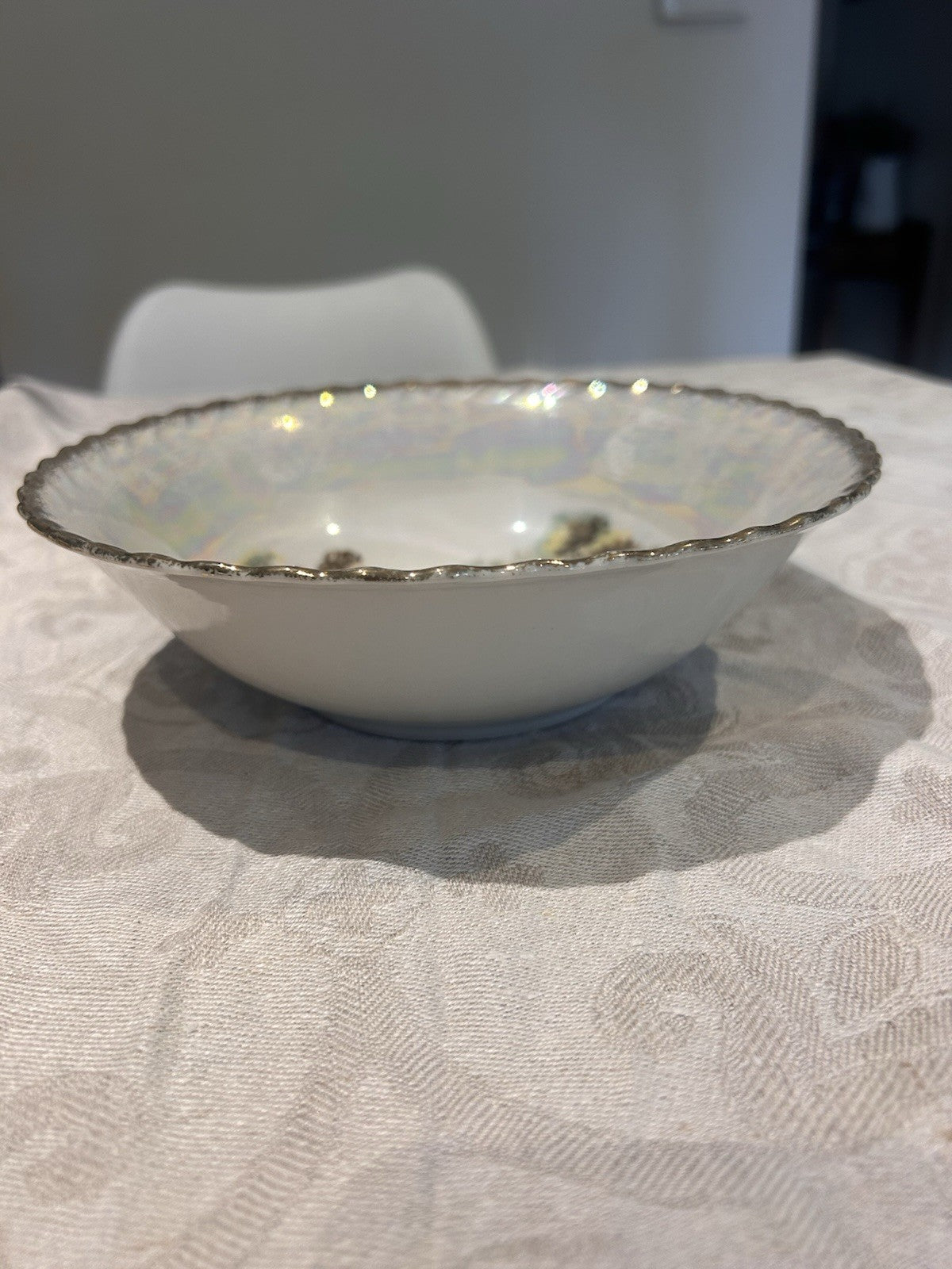 Vintage German Lustreware Bowl B.S.A. Bavaria Romantic Scene Gilt Rim 20cm