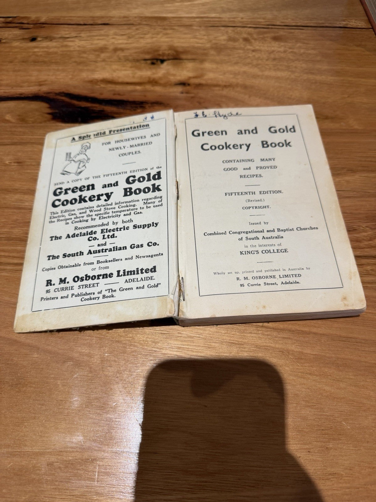 Green and Gold Cookery Book 15th Edition Vintage Australian Cookbook Adelaide