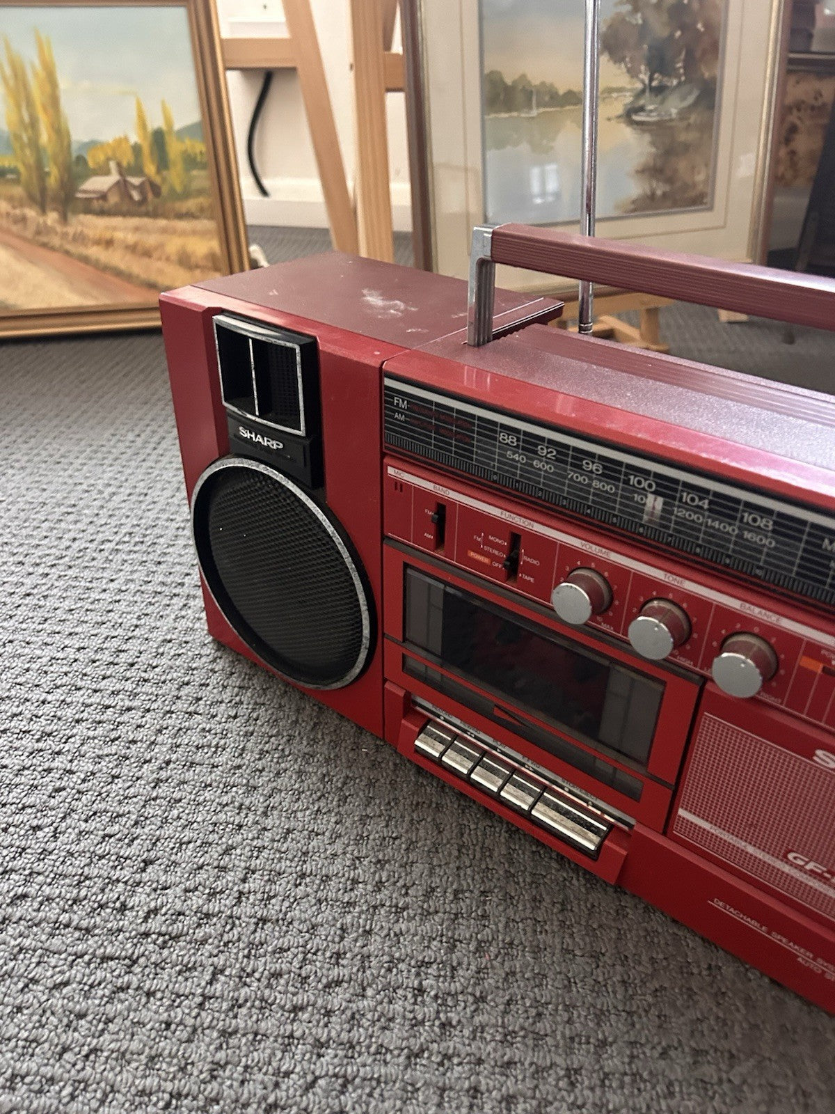 Vintage Sharp GF-A1 Red Boombox Cassette Radio | Tested & Tagged | Read Desc 