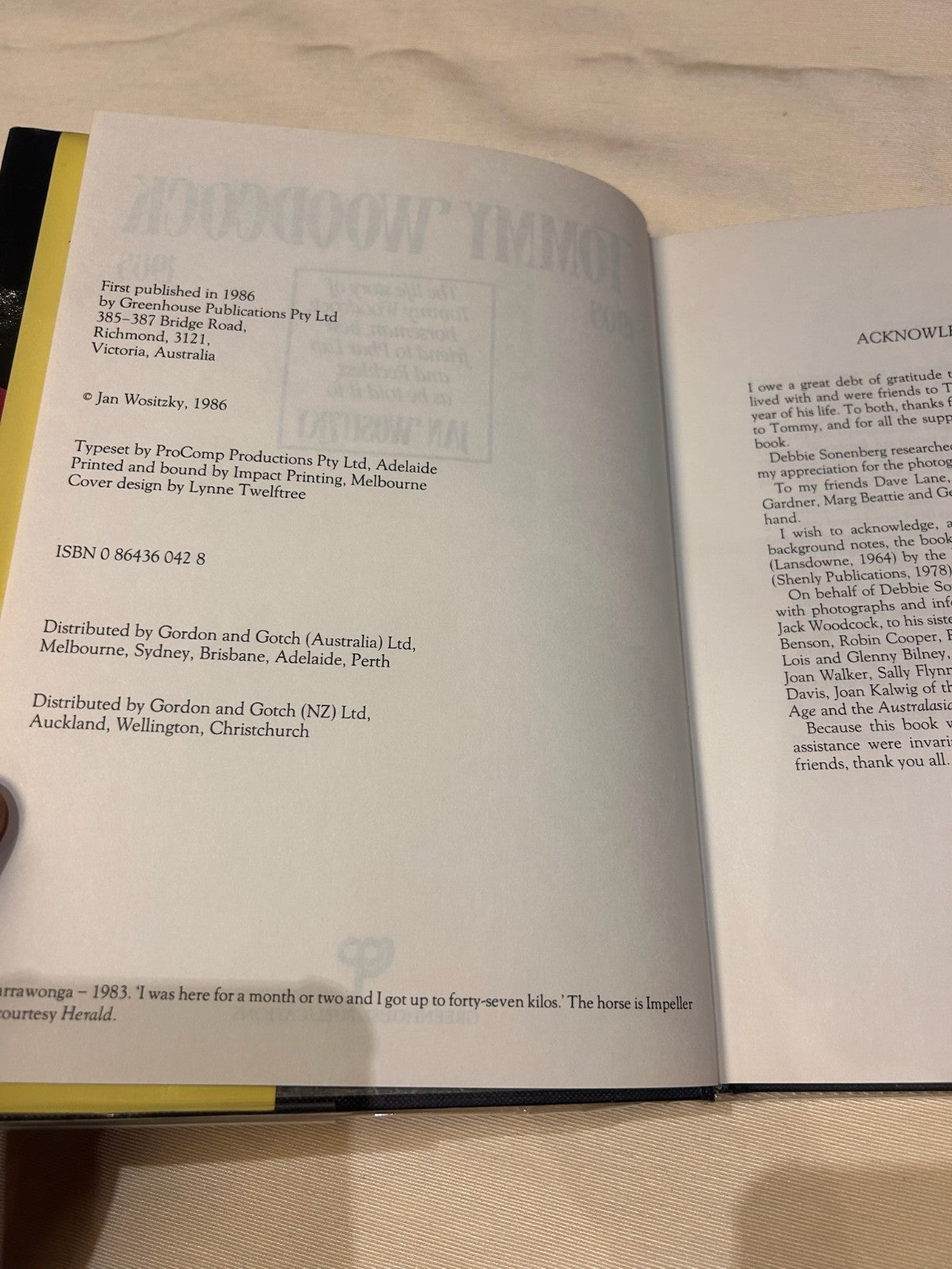 Tommy Woodcock – The Life Story of a Legendary Horseman | 1986 Hardcover 1st Ed