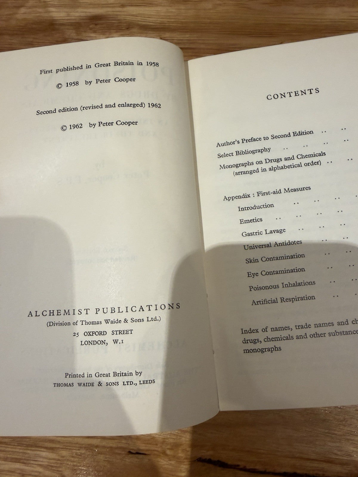 Peter Cooper Poisoning Drugs Chemicals 1962 2nd Ed Vintage Medical Toxicology