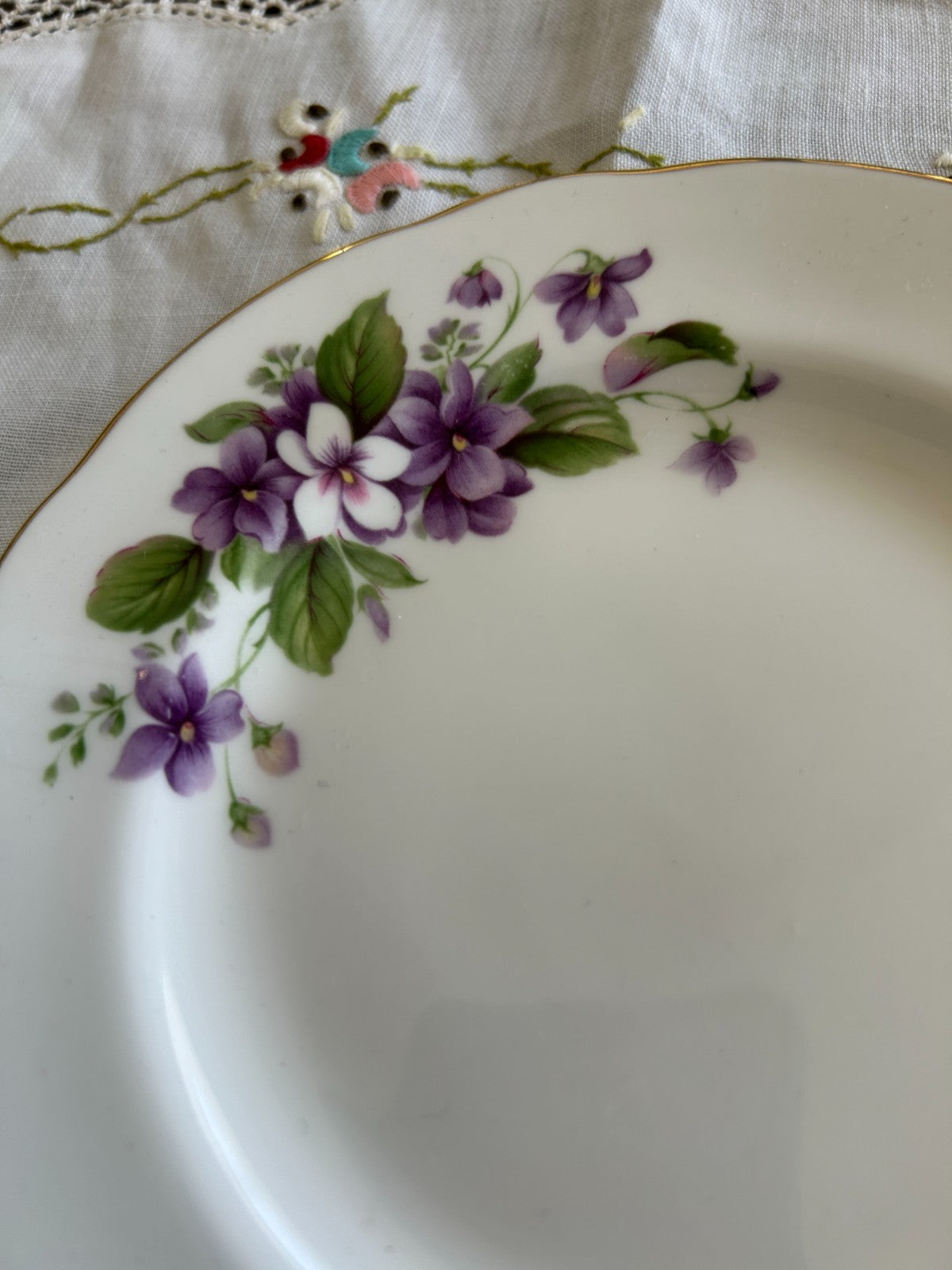 Duchess Tivoli Trio Teacup Saucer & Side Plate Violet Bone China trio, England