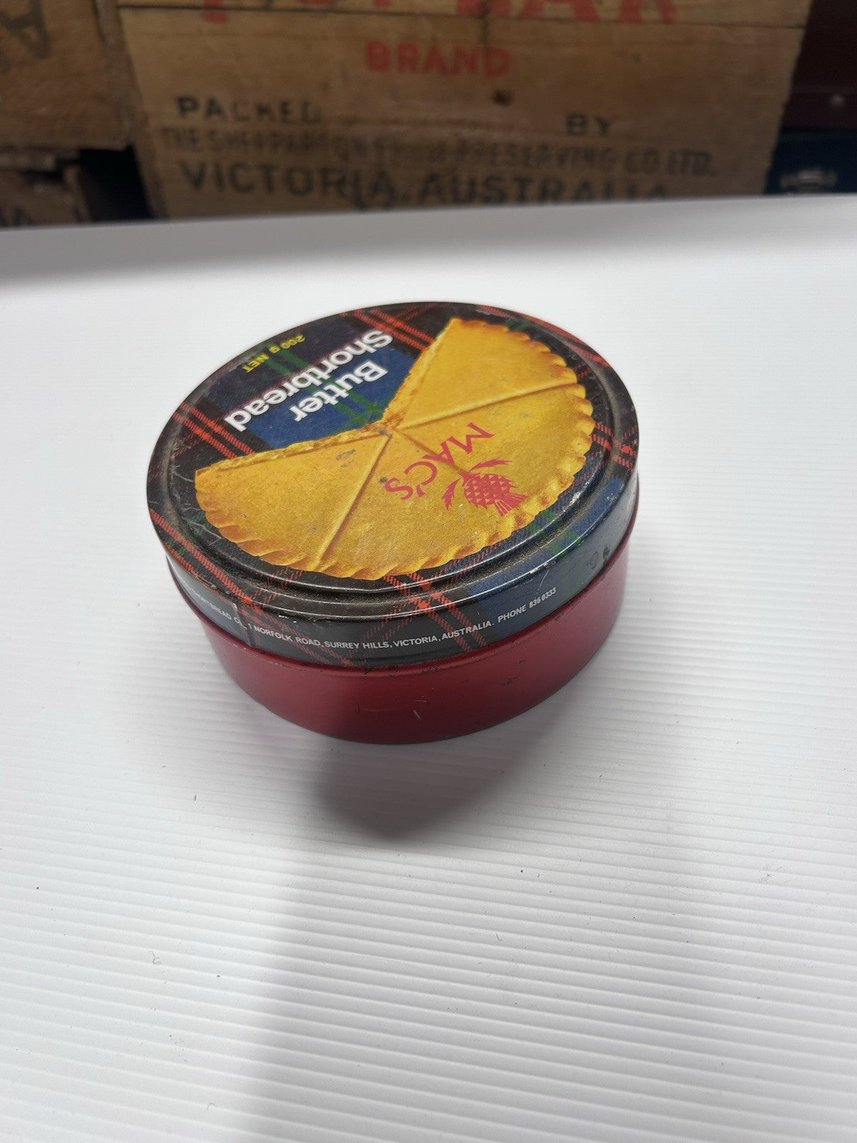 Vintage MAC’s Butter Shortbread Tin 200g Red Plaid Scottish Style Collectible