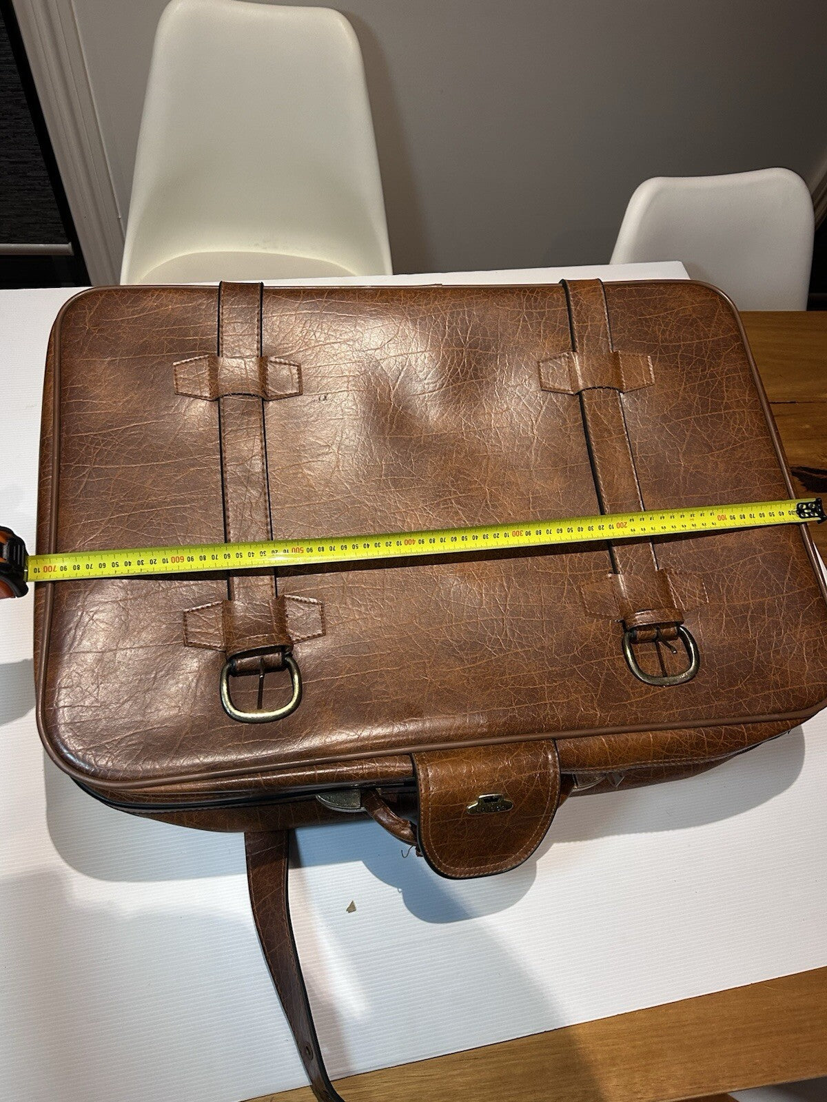Vintage Falcon Faux leather Suitcase Retro Brown Travel Bag