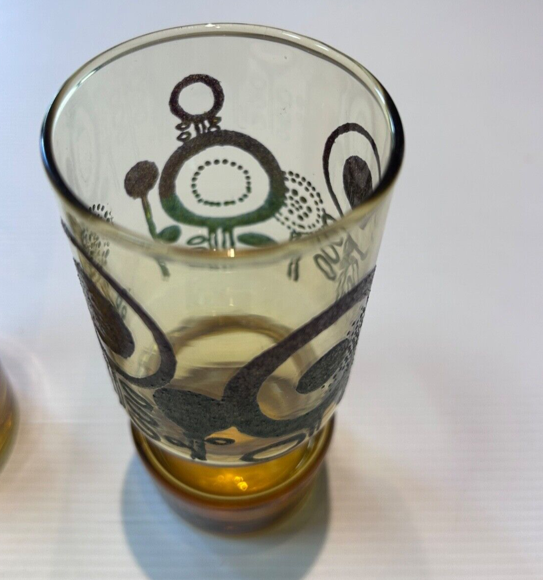Vintage Amber Art Glasses – Mid-Century Modern – Kaaru Style – Set of 2