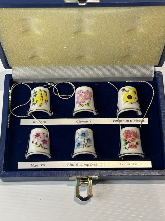 New Zealand Wildflower Thimble Collection Set of 6 w/ Case – NZ Collector