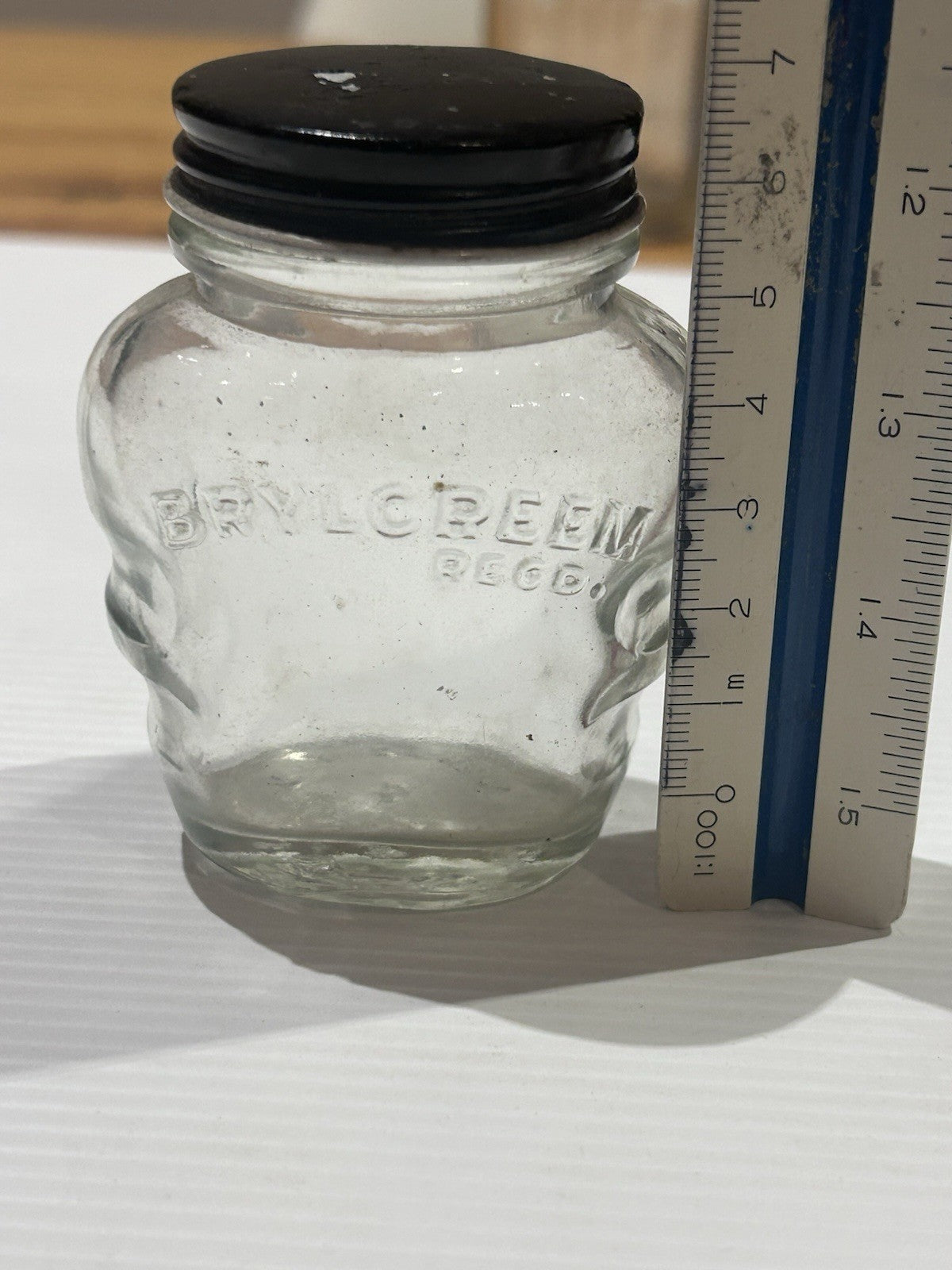 Vintage Brylcreem Glass Jar w/ Lid 1950s UK Men’s Grooming Collectible 6.5cm