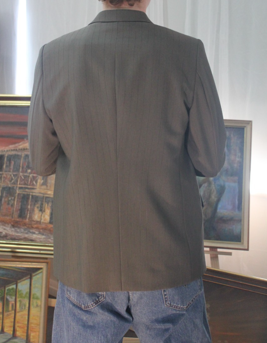 Vintage Giorgio Armani Grey Pinstripe Double Breasted Blazer Jacket Mens