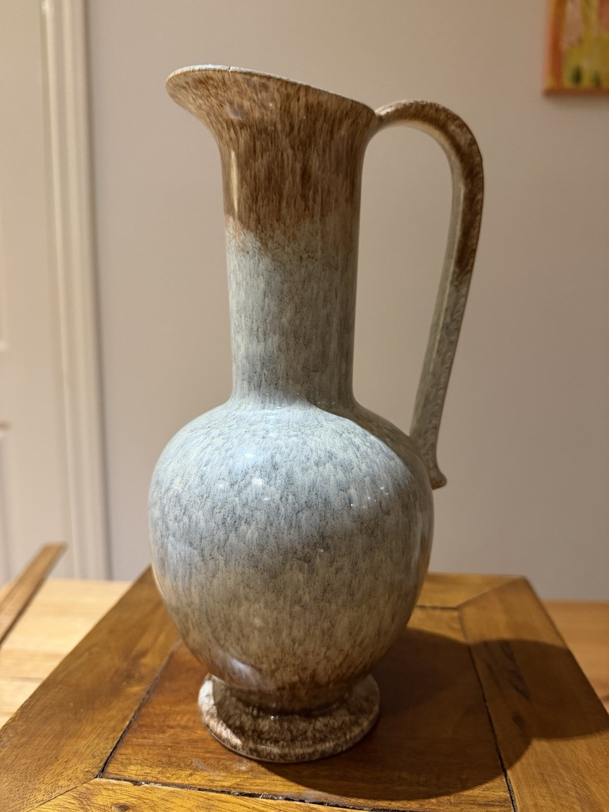 Vintage West German Pottery Jug Vase 639/3 Blue Brown Drip Glaze 25cm