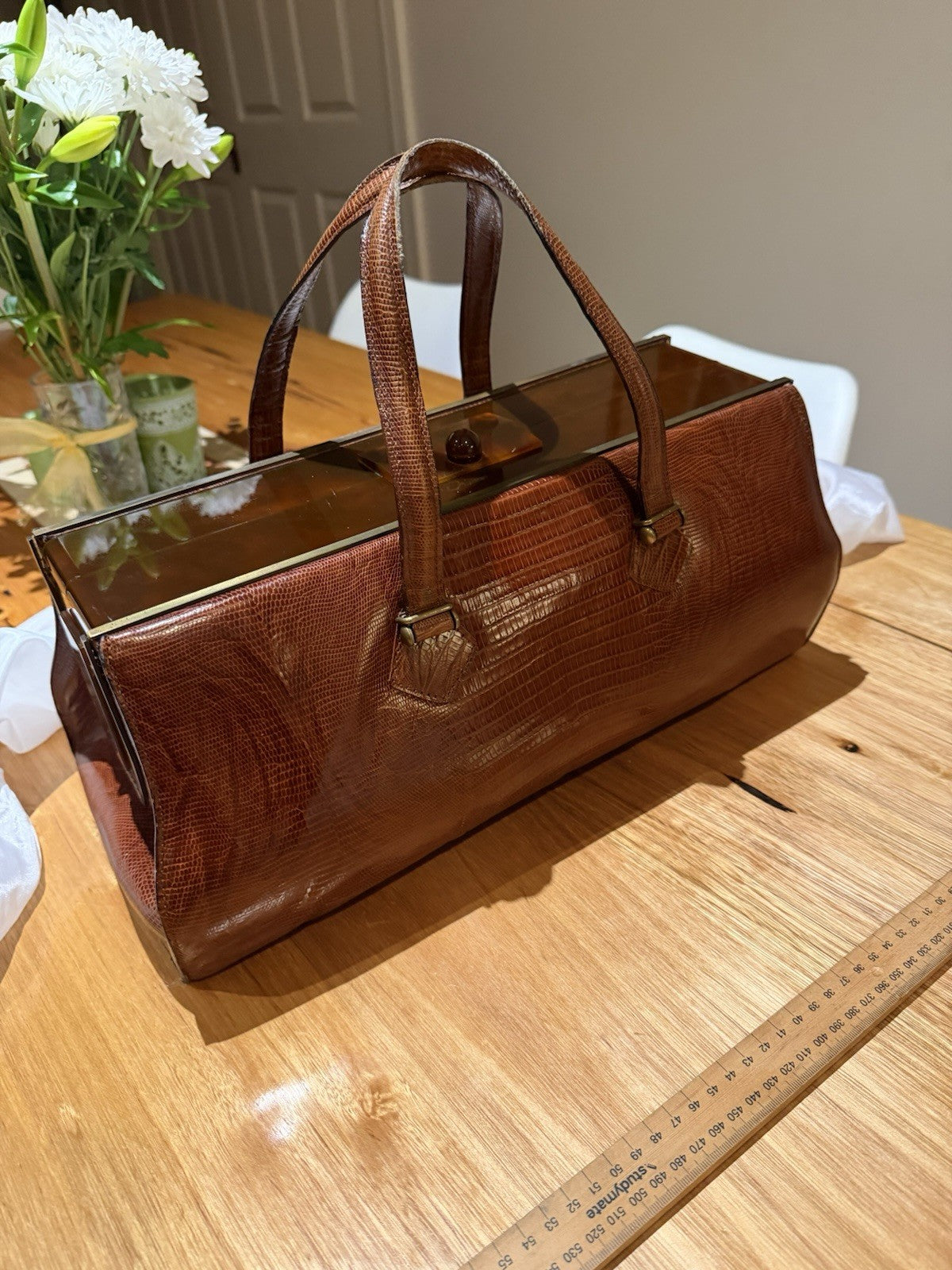 Jean Paul Gaultier Vintage Reptile Effect Leather Travel Doctor Bag Italy 1990s
