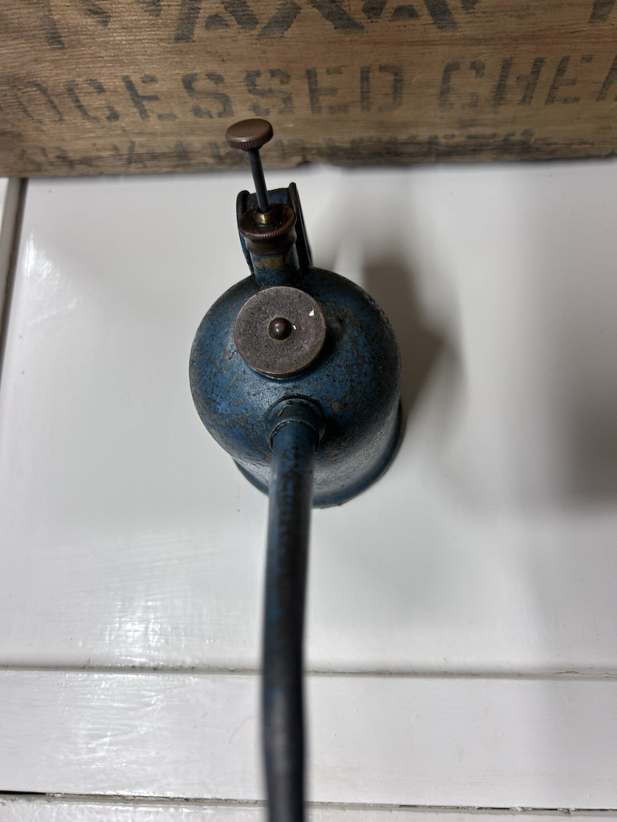 Vintage Rega Blue Oil Can Oiler Tin Industrial Garage Tool – Made in Australia