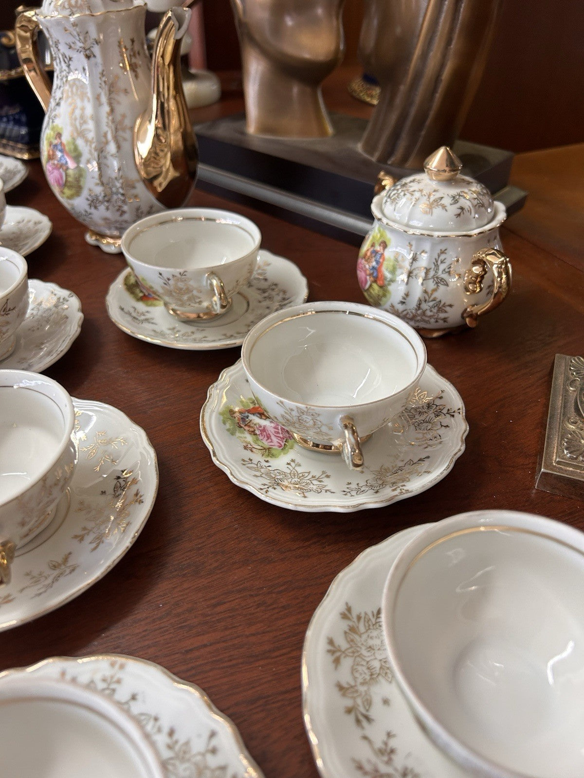 Merry AGC Rosy China Japan Vintage Tea Set 7 Cups Saucers Teapot Sugar