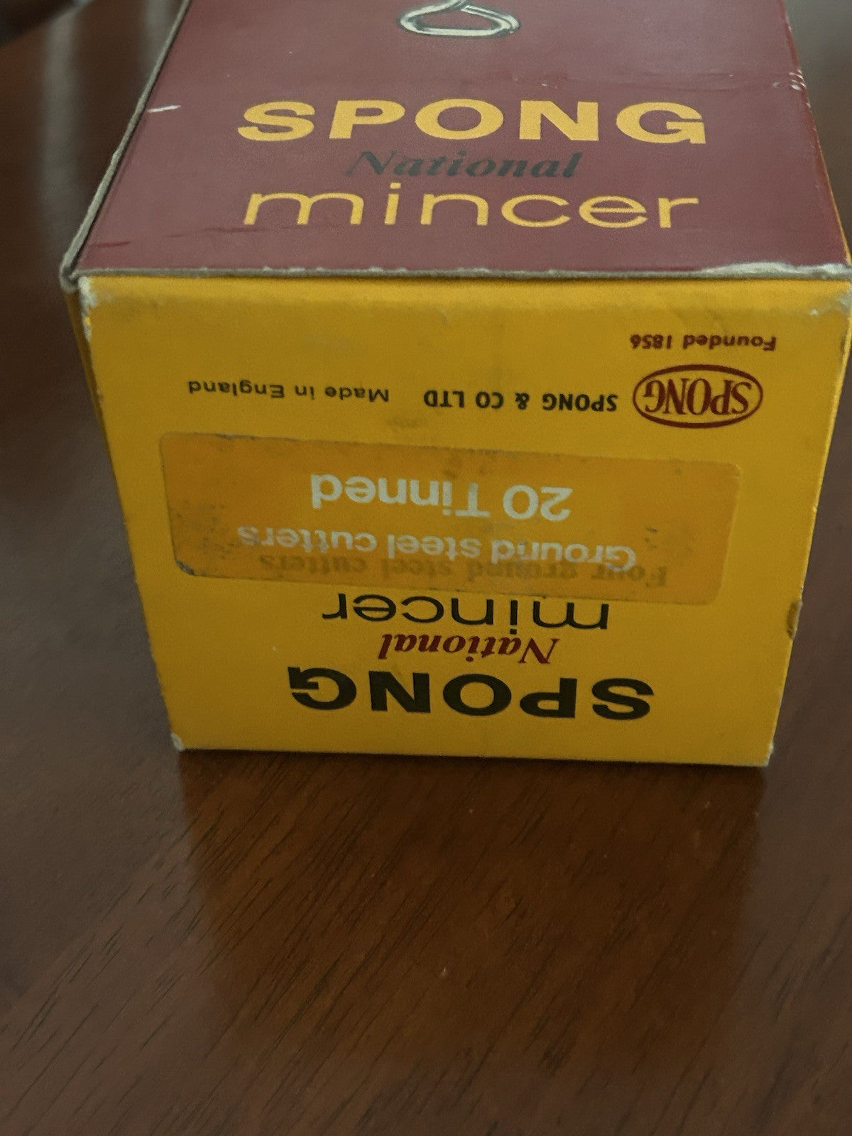 Spong National No.20 Mincer Made in England Boxed Vintage Kitchen Tool