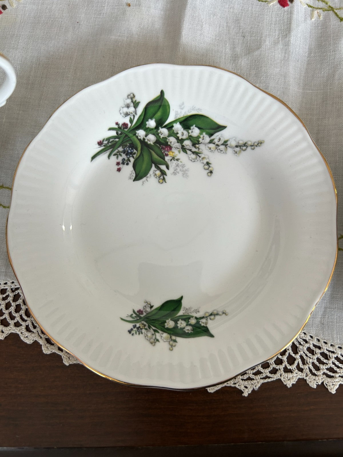Royal Minster Lily of the Valley Fine Bone china Tea cup Trio