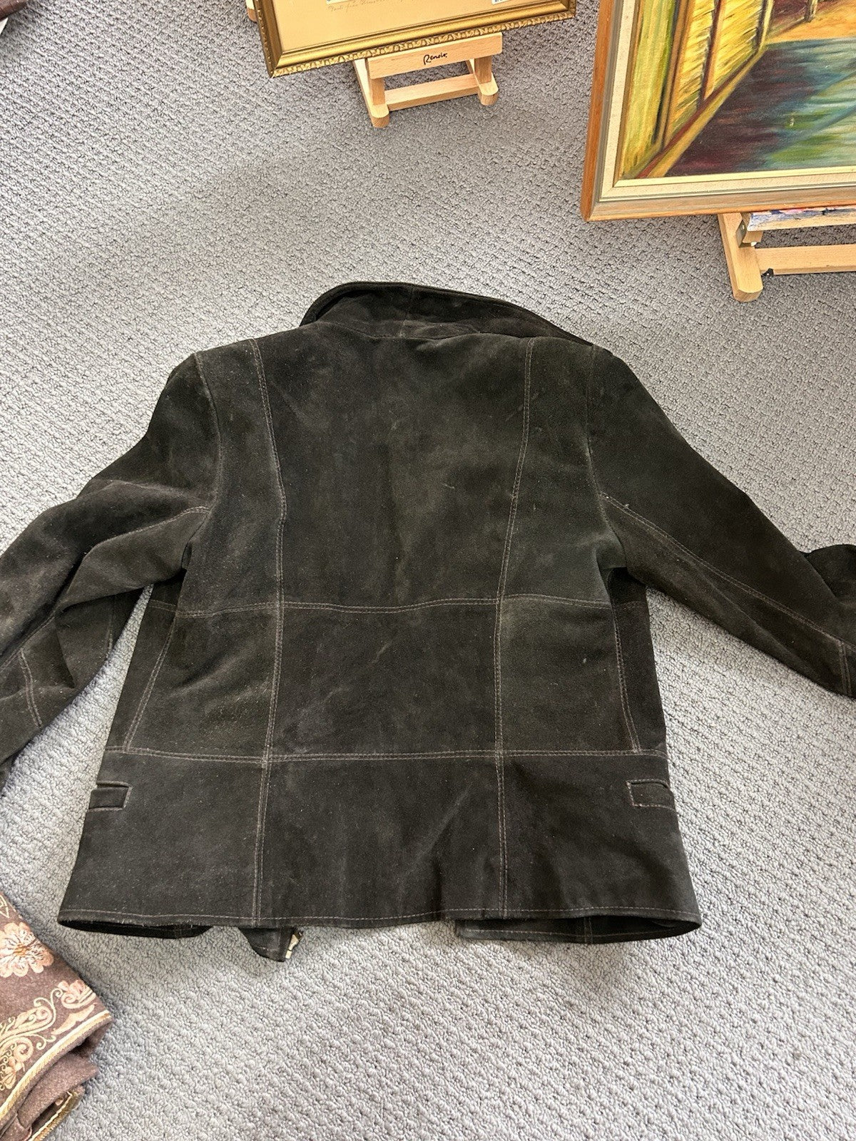 Via Reggio Genuine Leather Jacket Womens Size 12 Dark Brown YKK Zips EUC