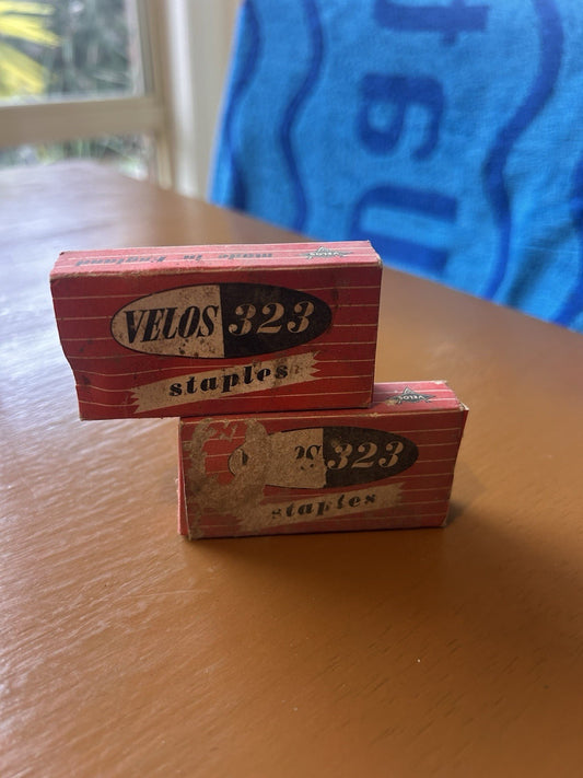 Vintage VELOS 323 Staples Boxes x2 Made in England Office Ephemera
