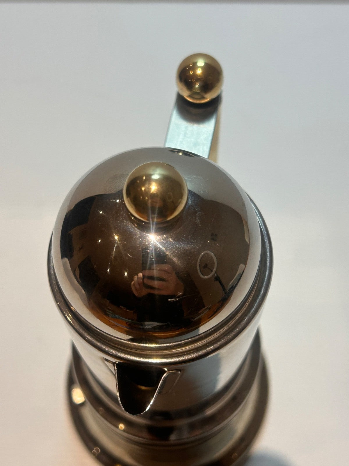 Vigano Tre Zini TZ 4 Italian Espresso Maker 18/10 Inox Gold Handle 4 Cup