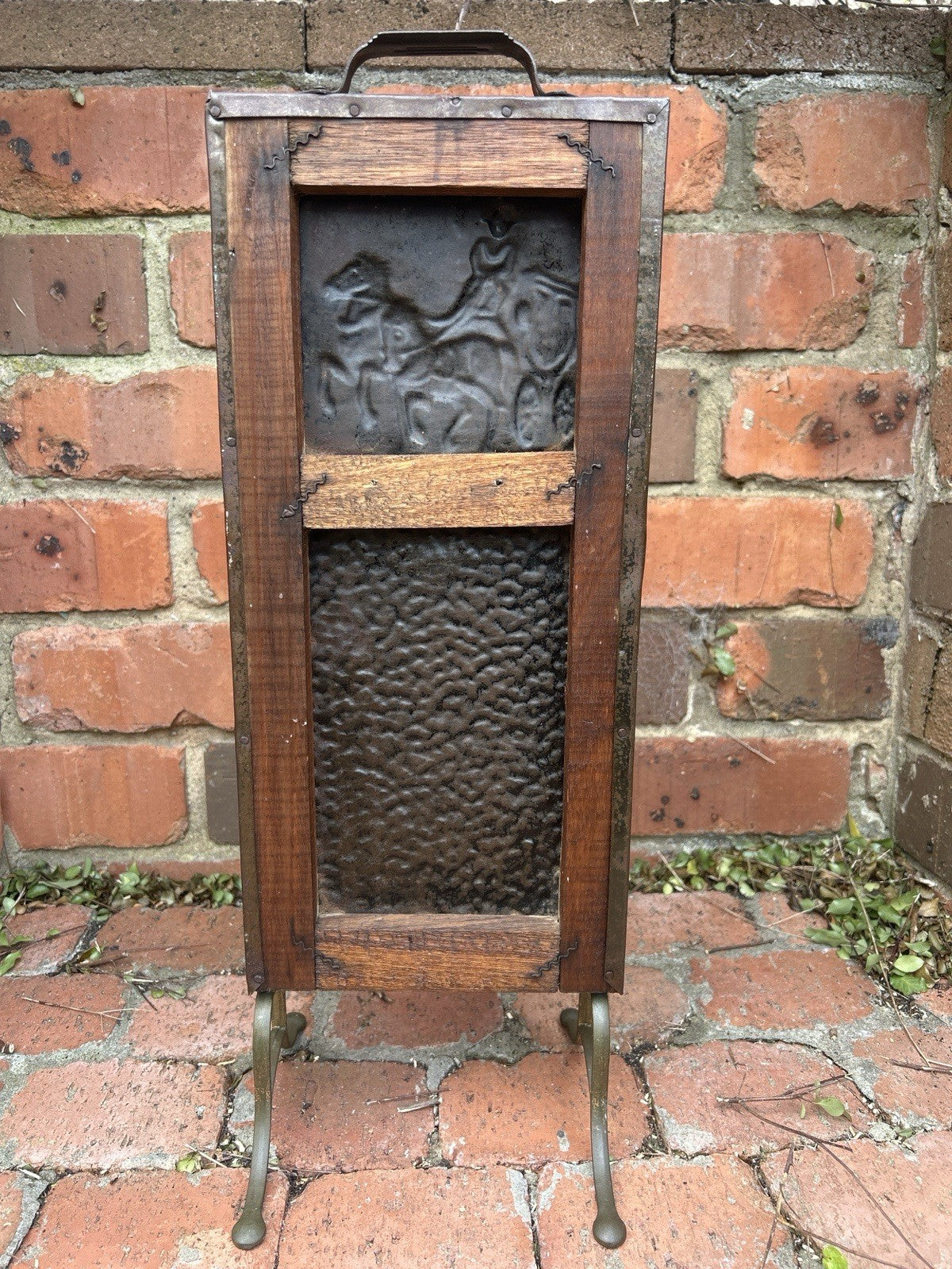 Antique Copper Fire Screen Fire Guard Horse & Wagon c1890–1910 