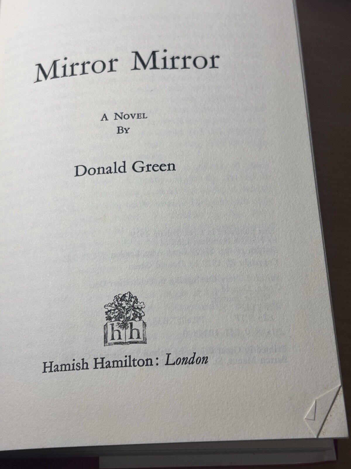 Mirror Mirror Donald Green First Edition 1979 With Dust Jacket