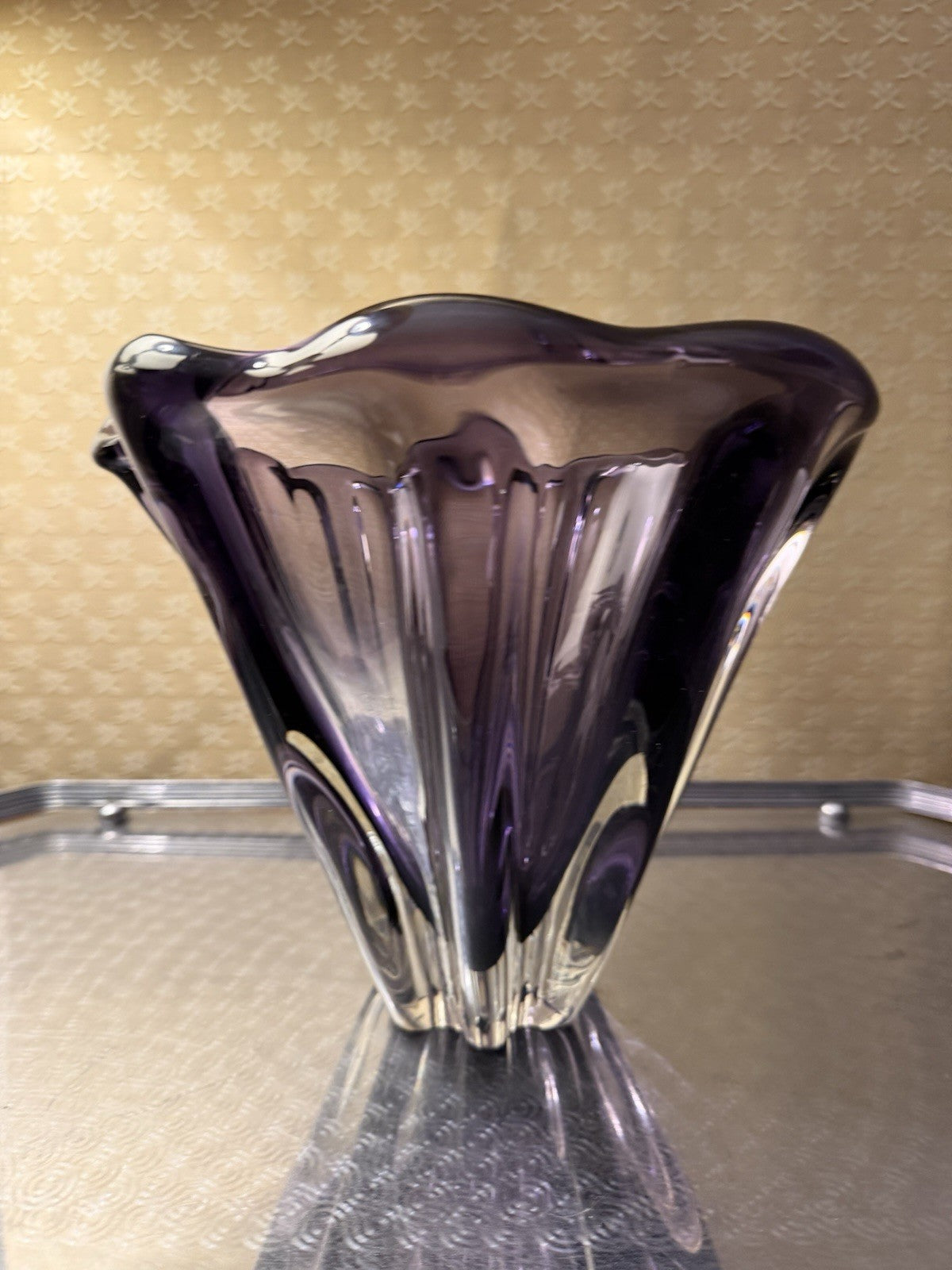 Attributed Josef Hospodka Chribska Amethyst Czech Art Glass Vase 21cm