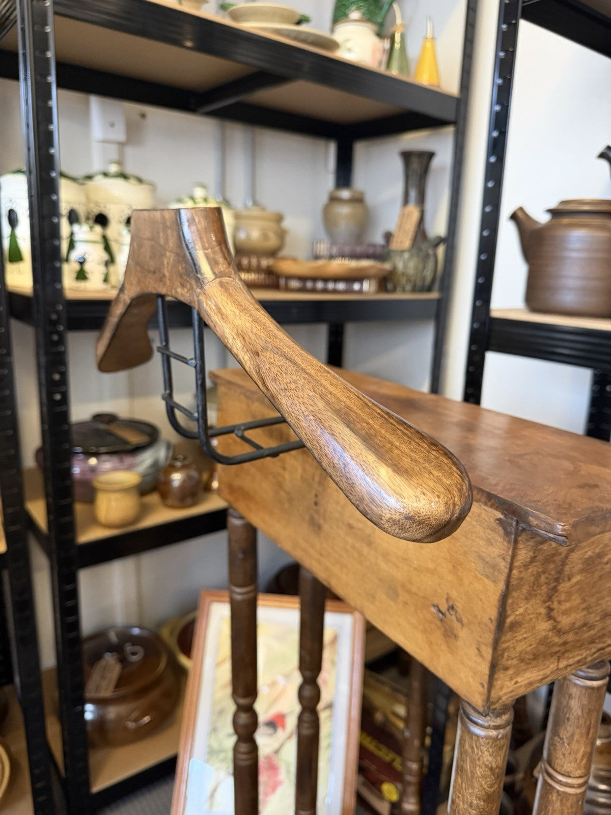 Gentleman’s Valet Stand 2 Drawer Timber Suit Clothes Hanger Antique Style
