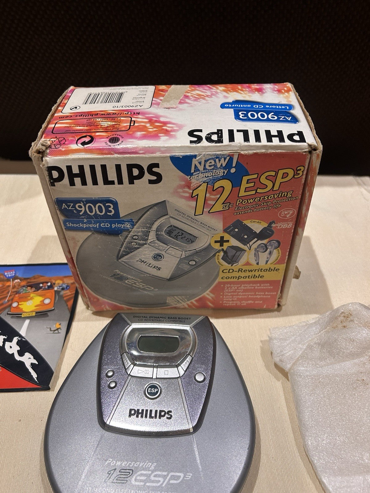 Philips AZ9003 Discman CD Player Boxed ESP 12s Vintage – Not Working